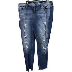 TORRID Jeans Plus Size 16 Dark Blue High Rise Raw Hem Distressed Skinny Grunge